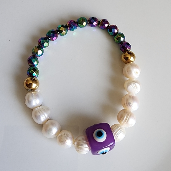 Handmade Jewelry - Multicolor Evil Eye Beaded Bracelet